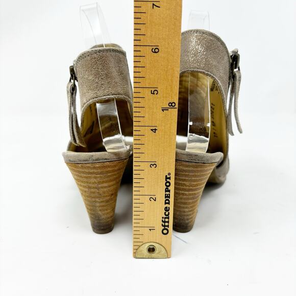 Paul Green Booties Size 7 Peep Toe Gold Laser Cut Metallic Leather Cayanne - Picture 10 of 14